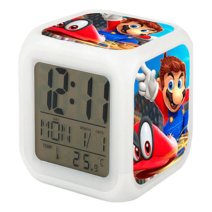 Reloj Mario Bros Despertador Led Digital Luz Grafimax