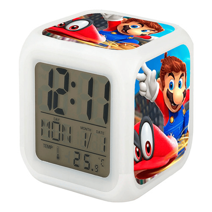 Reloj Mario Bros Despertador Led Digital Luz Grafimax 1