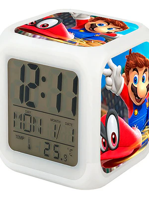 Reloj Mario Bros Despertador Led Digital Luz Grafimax