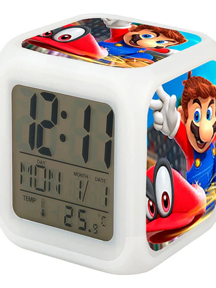Reloj Mario Bros Despertador Led Digital Luz Grafimax 1