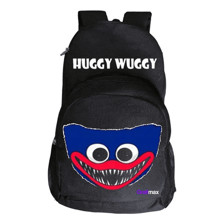 Mochila Poppy Huggy Wuggy Negra Niño Niña Calidad Grafimax 1