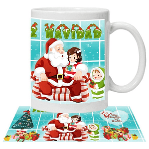 Tazón Feliz Navidad Niños Y Santa Claus Grafimax