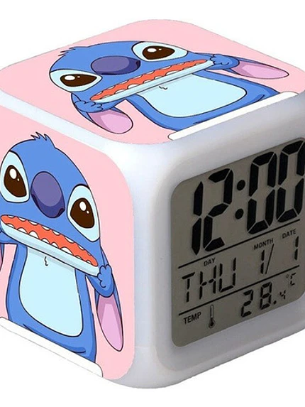 Reloj Stitch Multifunal Despertador Led Digital Luz Grafimax 1