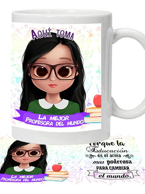 Tazón Profesora Educadora Aquí­ Toma Personalizado Grafimax
