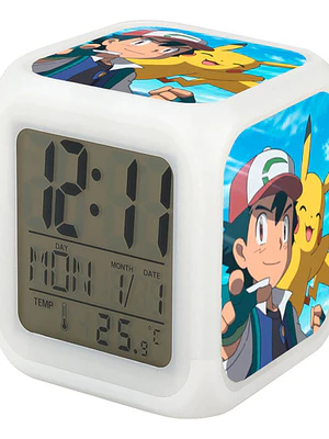 Reloj Pikachu Y Ash Despertador Led Digital Grafimax