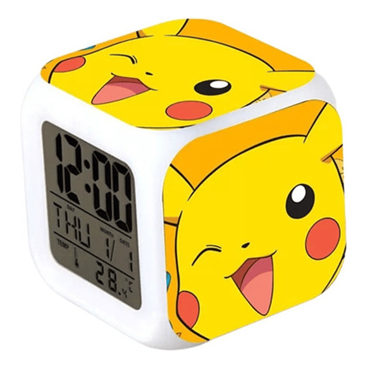 Reloj Pikachu Sonrisa Despertador Led Digital Luz Grafimax 1