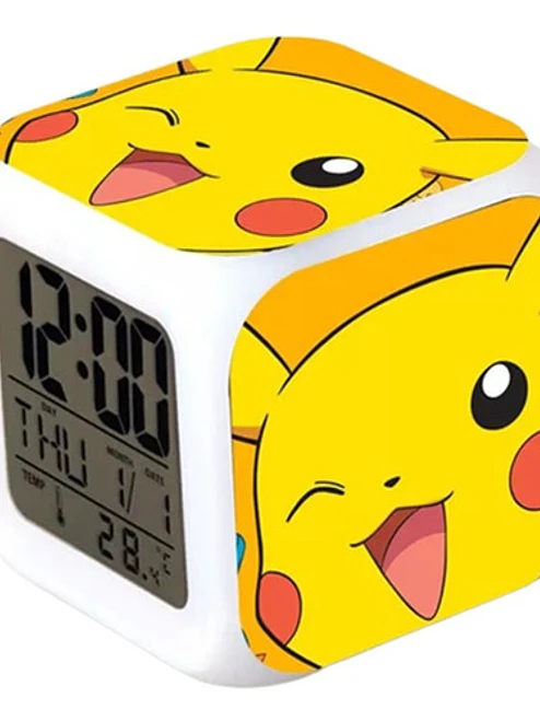 Reloj Pikachu Sonrisa Despertador Led Digital Luz Grafimax 1