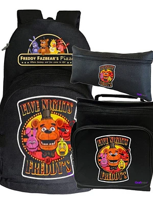 Mochila Escolar Grafimax Fnaf 20L Pack Lonchera Estuche