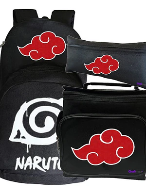 Mochila Naruto Shippuden Pack Lonchera Estuche Grafimax