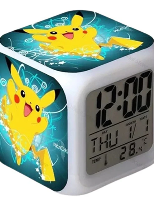 Reloj Pikachu Rayos Despertador Led Digital Luz Grafimax 1