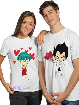 Pack Poleras Pareja Novios Duos Bulma Y Vegeta Grafimax