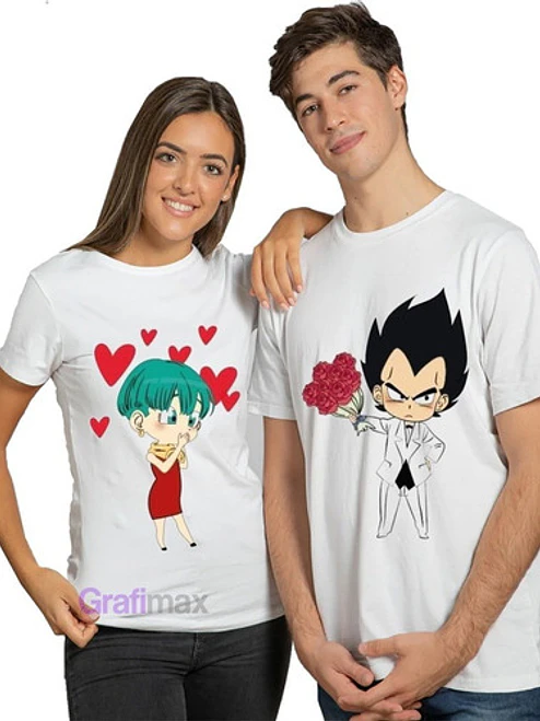 Pack Poleras Pareja Novios Duos Bulma Y Vegeta Grafimax 1