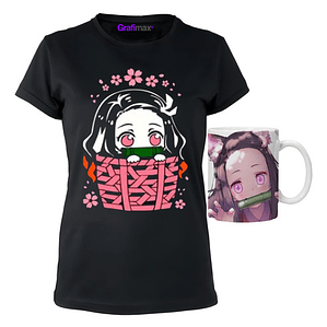 Polera Nezuko Kimetsu No Yaiba + Tazón Anime Grafimax