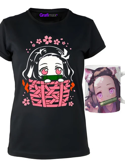 Polera Nezuko Kimetsu No Yaiba + Tazón Anime Grafimax 1