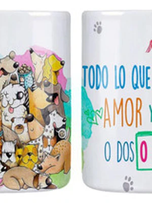 Tazón Necesito Amor Y Un Perro O Dos O Cinco Grafimax