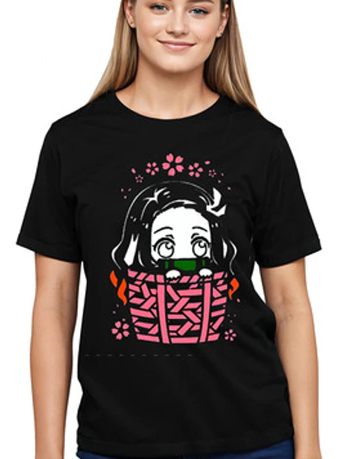 Polera Nezuko Kimetsu No Yaiba Canasto Anime Grafimax 1