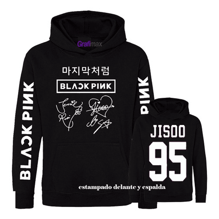 Polerón Black Pink Names Korea K Pop Jisoo 95 Doble Estampado Grafimax 2