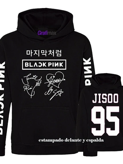 Polerón Black Pink Names Korea K Pop Jisoo 95 Doble Estampado Míºsica Grafimax 2
