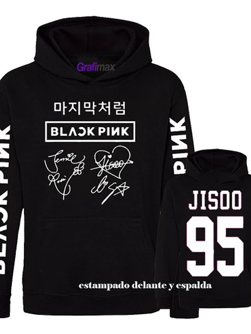Polerón Black Pink Names Korea K Pop Jisoo 95 Doble Estampado Míºsica Grafimax 2