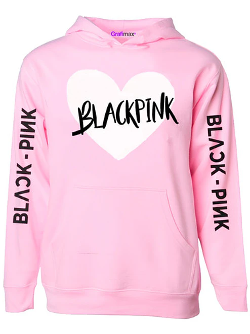 Polerón Black Pink Heart Draw Rosado K-Pop Música Grafimax 1
