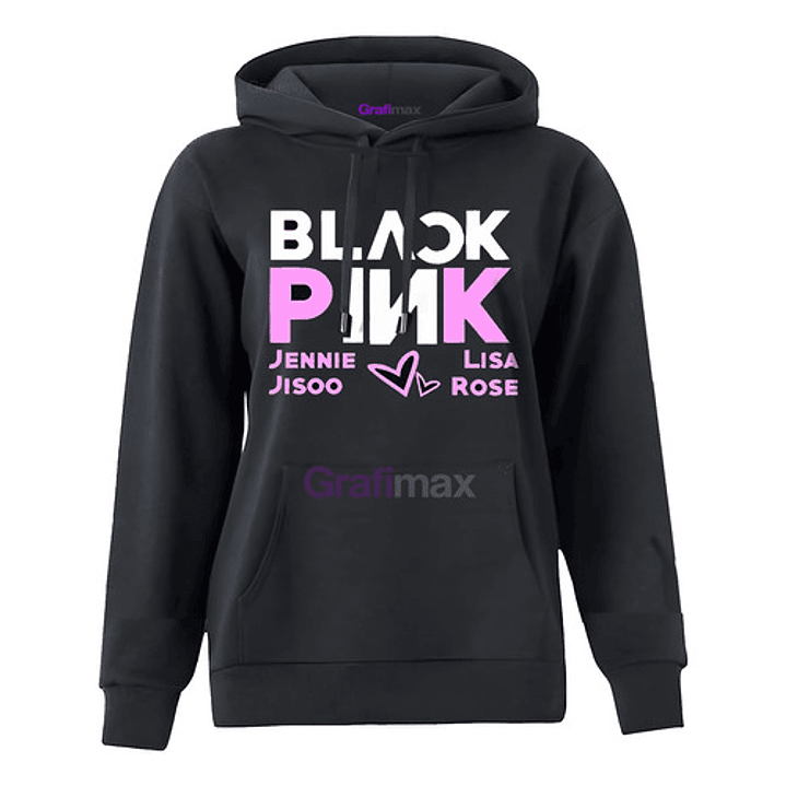 Polerón Black Pink Names Estampado Atras  K-pop Capucha Grafimax 1