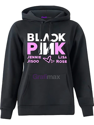 Polerón Black Pink Names Estampado Atras K-Pop Capucha Música Grafimax