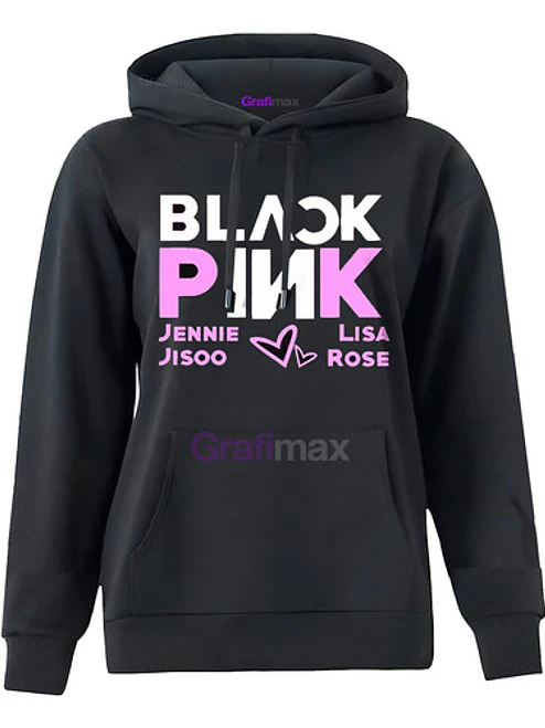 Polerón Black Pink Names Estampado Atras K-Pop Capucha Música Grafimax 1