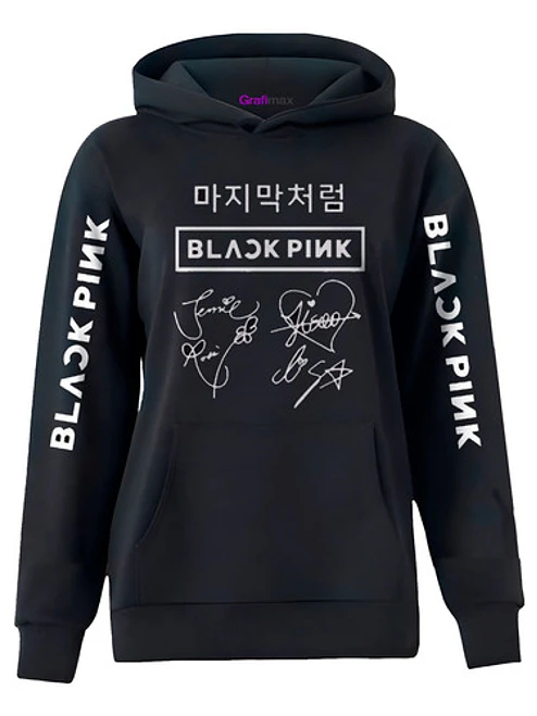 Polerón Black Pink Lisa 97 K Pop Estampado Espalda Grafimax 1