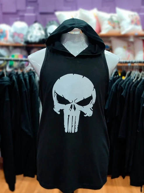 Polera Capucha Musculosa Punisher Pelicula Gym Grafimax 2
