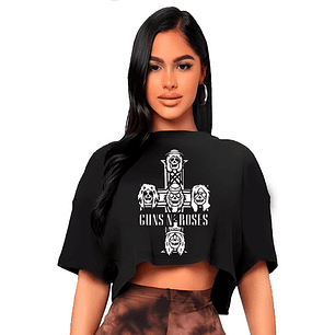 Polera Crop Top Mujer Guns N' Roses Oversize Grafimax