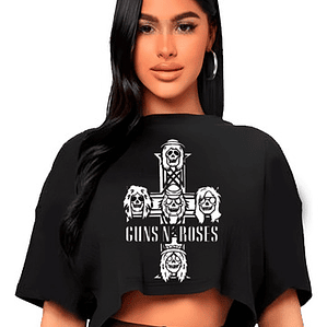 Polera Crop Top Mujer Guns N' Roses Oversize Grafimax