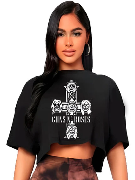 Polera Crop Top Mujer Guns N' Roses Oversize Grafimax 1