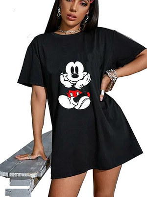 Polera Raton Mickey Seated Oversize Grafimax