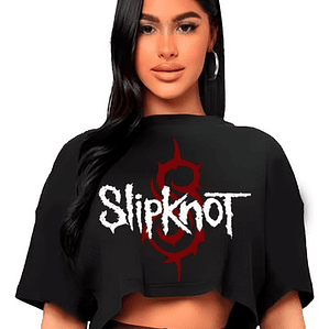 Polera Crop Top Mujer Slipknot Banda Oversize Míºsica Grafimax