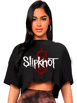 Polera Crop Top Mujer Slipknot Banda Oversize Míºsica Grafimax