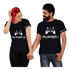 Poleras Parejas Enamorados Duos Player 1 Player 2 Grafimax