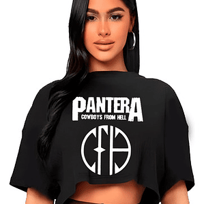 Polera Crop Top Mujer Pantera Oversize Grafimax