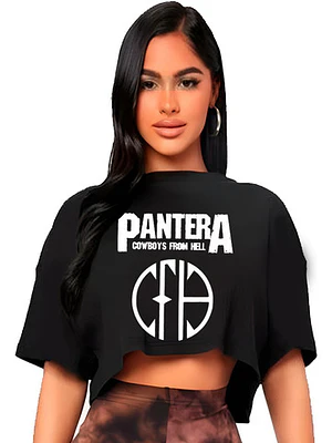 Polera Crop Top Mujer Pantera Oversize Grafimax