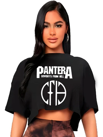 Polera Crop Top Mujer Pantera Oversize Grafimax 1