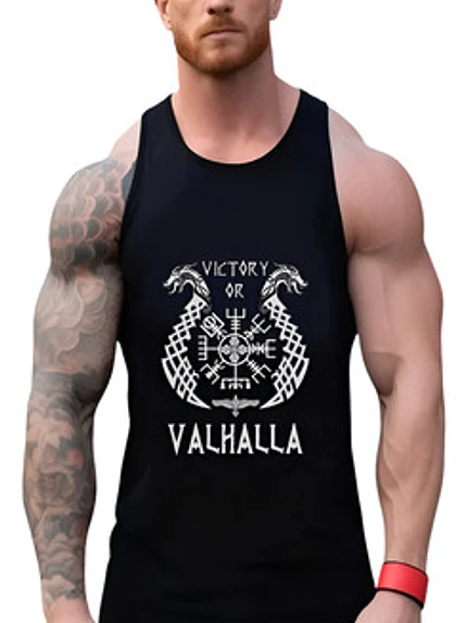 Polera Musculosa Sin Mangas Victory Or Vikingo Grafimax 1