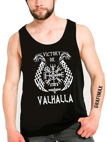 Polera Musculosa Sin Mangas Victory Or Vikingo Grafimax 3