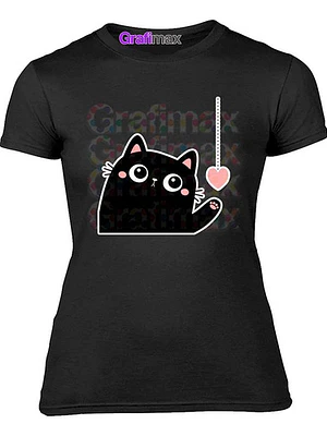 Polera Mujer Gatito Corazón Kawaii Grafimax
