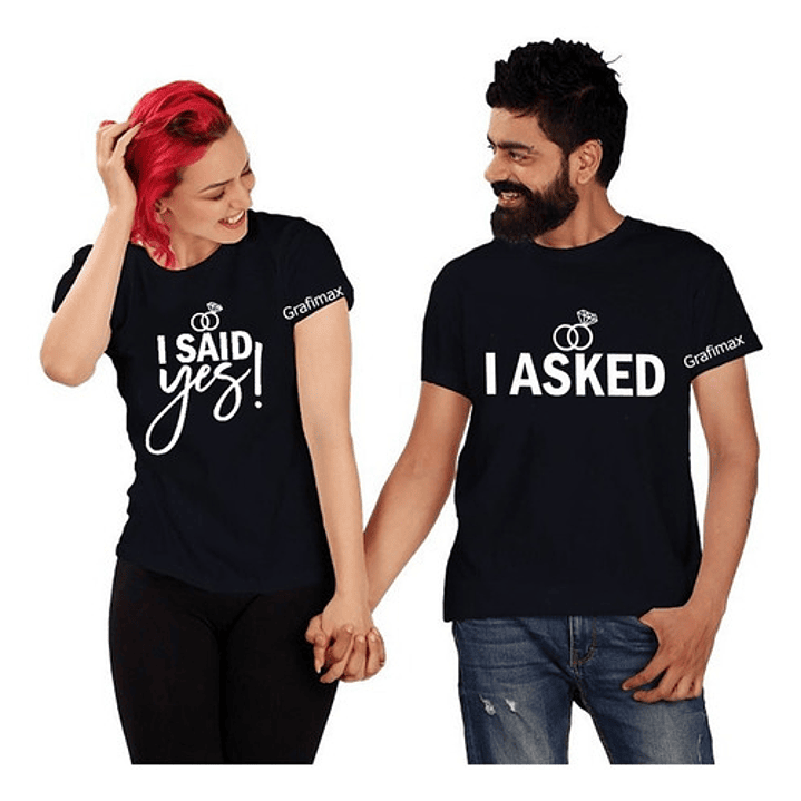 Polera Parejas Amor Novios Duos Asked I Said Yes Grafimax 1