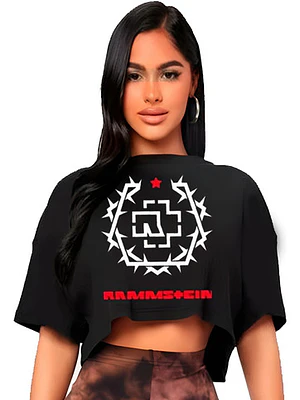 Polera Crop Top Mujer Rammstein Oversize Grafimax