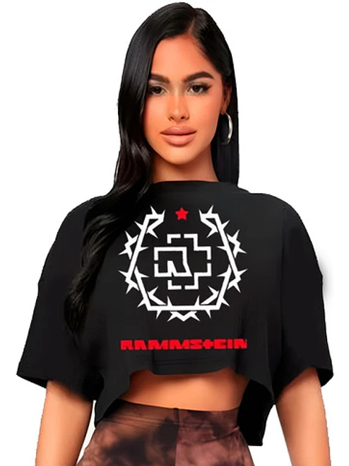 Polera Crop Top Mujer Rammstein Oversize Grafimax 1