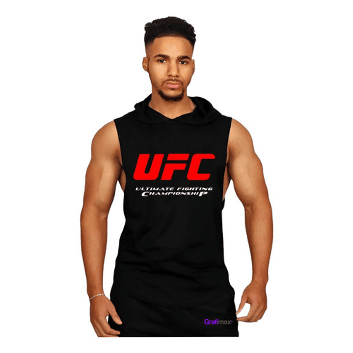 Polera Musculosa Capucha Ufc Sudadera Gym Grafimax 1