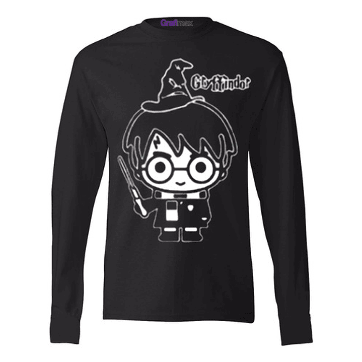 Polera Manga Larga Harry Potter Griffindor Chibi Kawaii 1