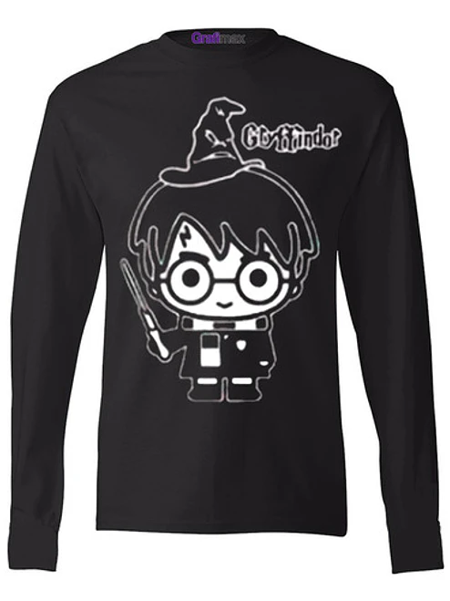 Polera Manga Larga Harry Potter Griffindor Chibi Kawaii 1