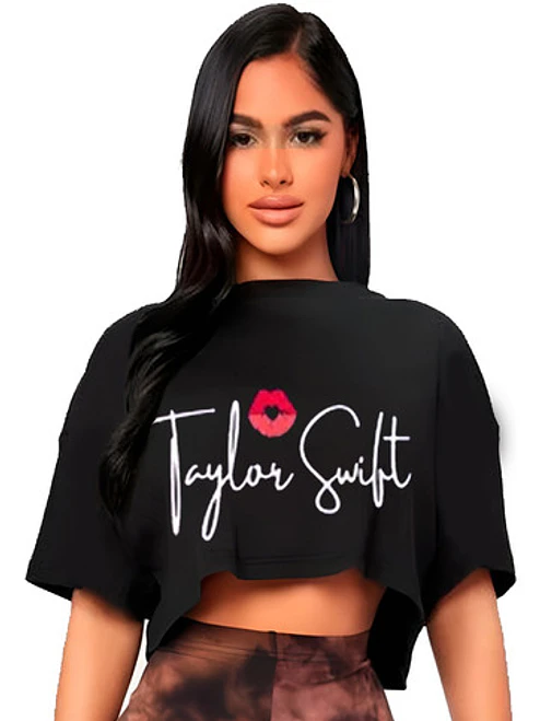 Polera Crop Top Taylor Swift Beso Míºsica Grafimax 1