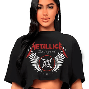 Polera Crop Top Mujer Metallica The Legend Oversize Grafimax